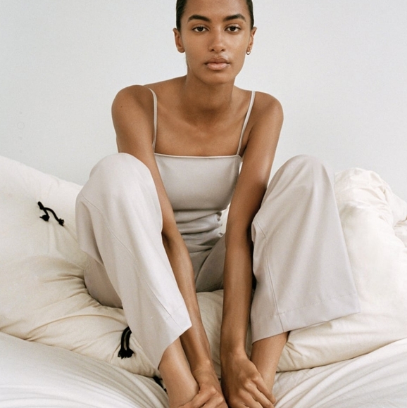 NWT ZARA | Faux Leather Long Jumpsuit Sand - Picture 3 of 11